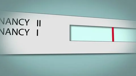 2D illustration - Pregnancy test in action. One lines mean no pregnant.. Stock Illustration