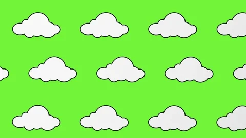 2d illustration of white moving clouds on a green screen Stock Footage 282380727