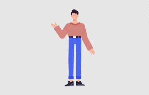 2D Illustration of Young Boy Talking on Camera While Standing 库存影片 268679888