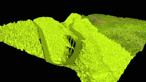 2d image of a complex geographical drone scan converting into a 3d model Video stock 150202984
