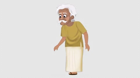 2D Indian Old Man Character Walking Cycle 4k 動画素材 276166988