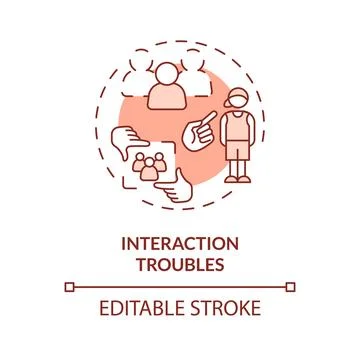 2D interaction troubles red line icon concept Stock Illustration