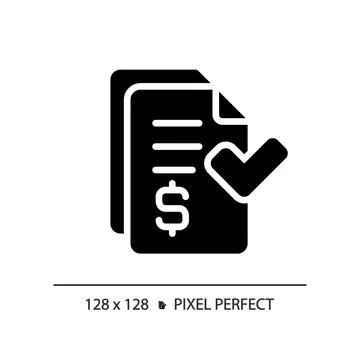 2D invoice glyph style black icon Stock Illustration