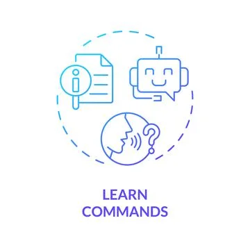 2D learn commands gradient icon concept Stock Illustration