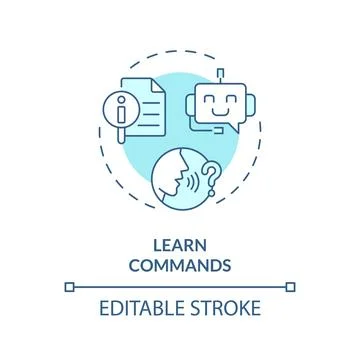 2D learn commands thin line blue icon concept Stock Illustration