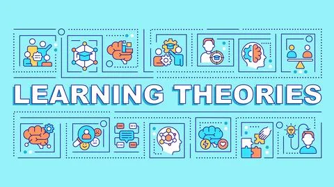 2D learning theories text with creative thin line icons Stock-Illustration