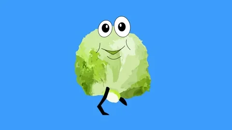 2d lettuce Animated Character on blue screen Stock Footage 242740725