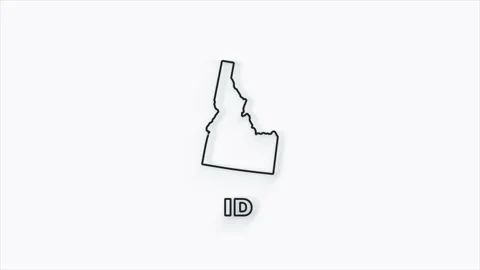 2d line creative Idaho state lettering isolated on white. 2d line Idaho state Stock Footage 161204090