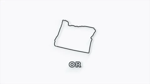 2d line creative Oregon state lettering isolated on white. 2d line Oregon state Stock Footage 161204101