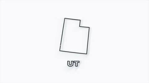 2d line creative Utah state lettering isolated on white. 2d line Utah state. USA Stock Footage 161204055