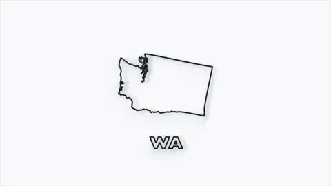 2d line creative Washington state lettering isolated on white. 2d line Stock Footage 161204108