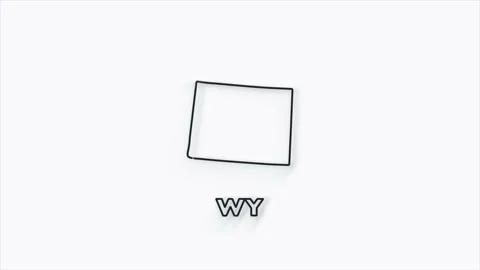 2d line creative Wyoming state lettering isolated on white. 2d line Wyoming Stock Footage 161204034