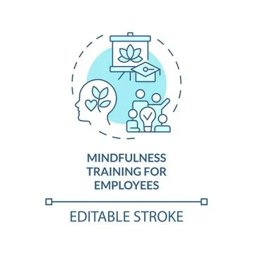 2D line icon mindfulness training for employees concept Stock Illustration