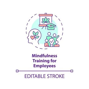 2D line icon mindfulness training for employees concept Stock Illustration
