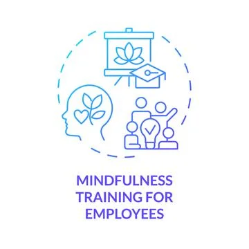 2D line icon mindfulness training for employees concept Stock Illustration