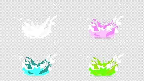 2D Liquid Splash Pack – Water, Milk, Yogurt, Toxic Fluid (4K Alpha Channel) Stock Footage 337303040