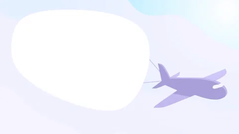 2D loop animation of an airplane in the clouds with long banners of advertising Stock-Footage 138176280