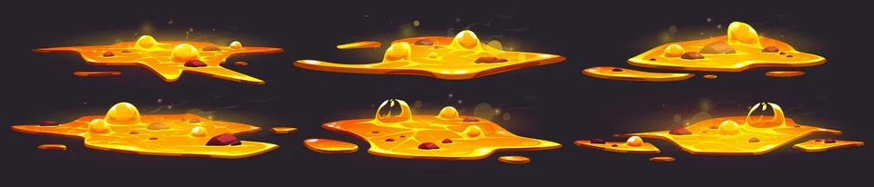 2d magic liquid volcano lava puddle cartoon vector Stock Illustration