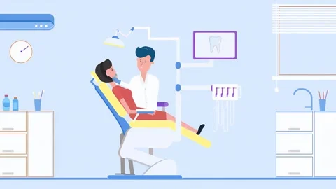 2D Male Dentist Pulling Woman's tooth At Dental Ward Stock-Footage 306514932