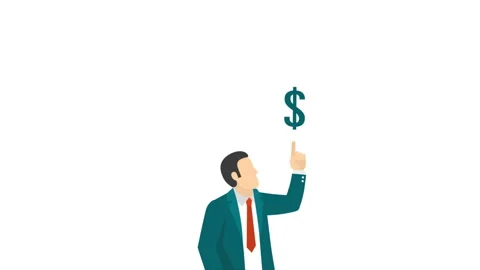 2D Man Character And Dollar Background Stock Footage 260841241