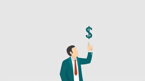 2D Man Character And Dollar Alpha Channel Stock Footage 260841607