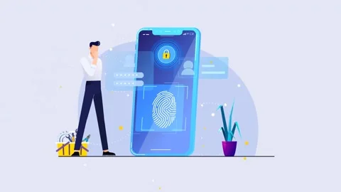 2d Man Introducing Security System Analyzing Fingerprint Display Vídeo Stock 262176194