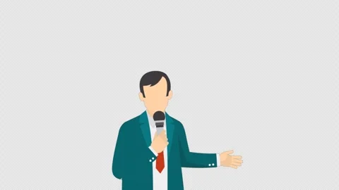 2D Man With A Microphone Alpha Channel Stock Footage 260909050