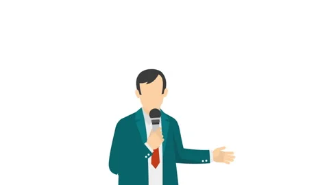 2D Man With A Microphone Stock Footage 260909067