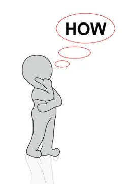 2d man with thought bubble how Stock Illustration
