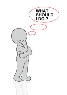 2d man with thought bubble what should i do Stock Illustration