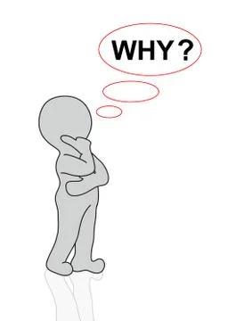 2d man with thought bubble why Stock Illustration