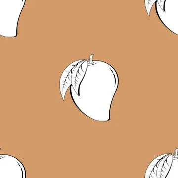 2d mango fruit contour abstract on brown background Stock Illustration