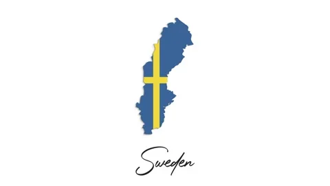 2d map the national flag of Sweden in stop motion effect. Sweden flag brush Stock Footage 150762489