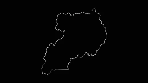 2d Map of Uganda, Uganda map white outline, Animated close up map of Uganda Stock Footage 196316311