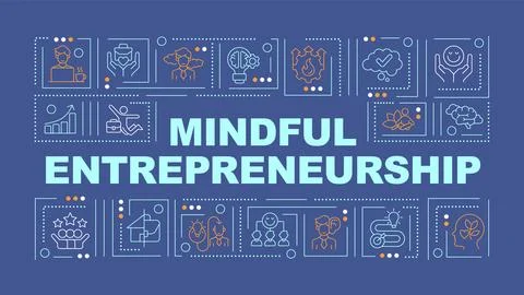 2D mindful entrepreneurship text with thin line icons Stock Illustration