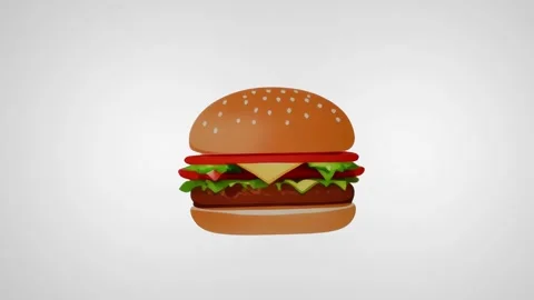 2d model of a juicy hamburger isolated on a white screen Stock Footage 282778695