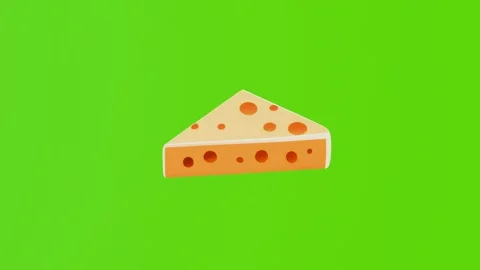 2d model a piece of yellow cheese isolated on a white background Stock Footage 283352833