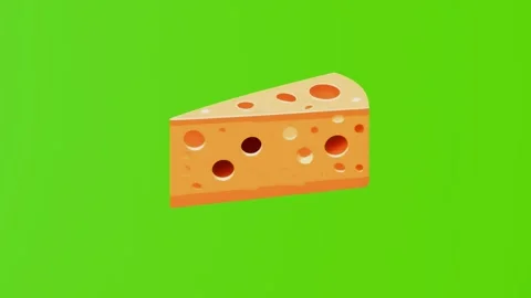 2d model of a piece of yellow cheese isolated on a green screen Stock Footage 283352880