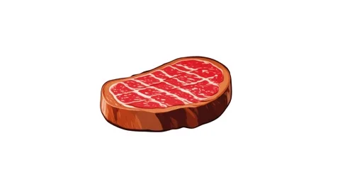 2d model of pork steak on a white background Stock Footage 283352224