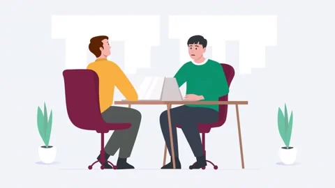 2D Motion graphics, 4k animation of two office workers team discussion video. Stock Footage 278115996