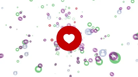 2D Motion graphics of click on like red symbol starts a explosion of emojis Stock Footage 144225511