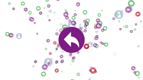 2D Motion graphics of click on share blue symbol starts a explosion of emojis Stock Footage 144225510