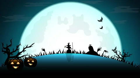 2D Motion graphics halloween concept , Stock Footage 139604877