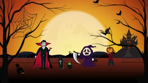 2D Motion graphics halloween concept , 2D 2D Motion graphics halloween concep Stock Footage 139604906