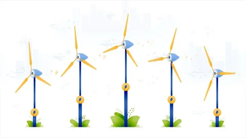 2d motion loop animation video of windmills to produce clean energy with ze.. Stock Footage 256956837