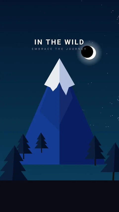 2D Mountain Landscape Night to Dawn Animation with Camping Tent and Quotes Stock Footage 333493674