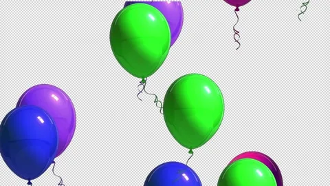 2d multi coloured party balloons birthday flying Stock Footage 280784887