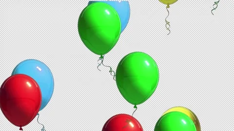 2d multi coloured party balloons birthday flying Stock Footage 280784899