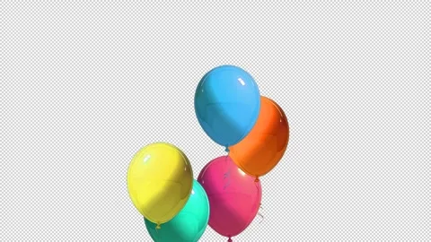 2d multi coloured party balloons birthday flying Stock Footage 280785285