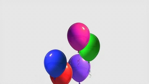 2d multi coloured party balloons birthday flying Stock Footage 280785287